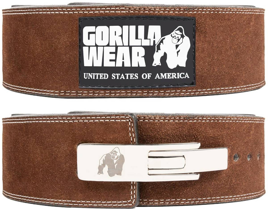 Gorilla Wear 4 Inch (10cm) Leather Lever Belt, Brown - Flexfit