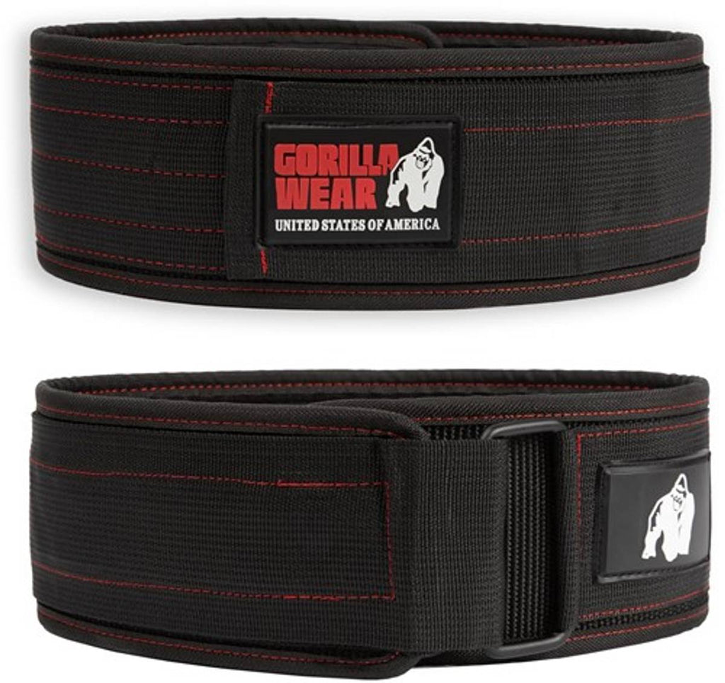 Gorilla Wear Nylon belte (10cm) - Black/Red - Flexfit