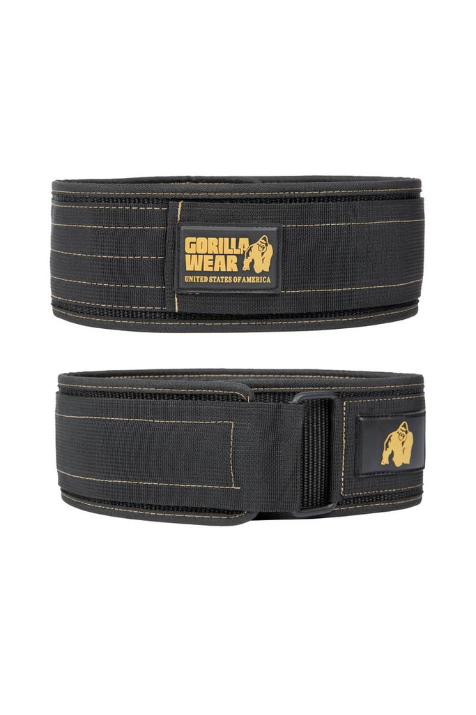 Gorilla Wear Nylon Lifting Belt (10cm), Black/Gold - Flexfit