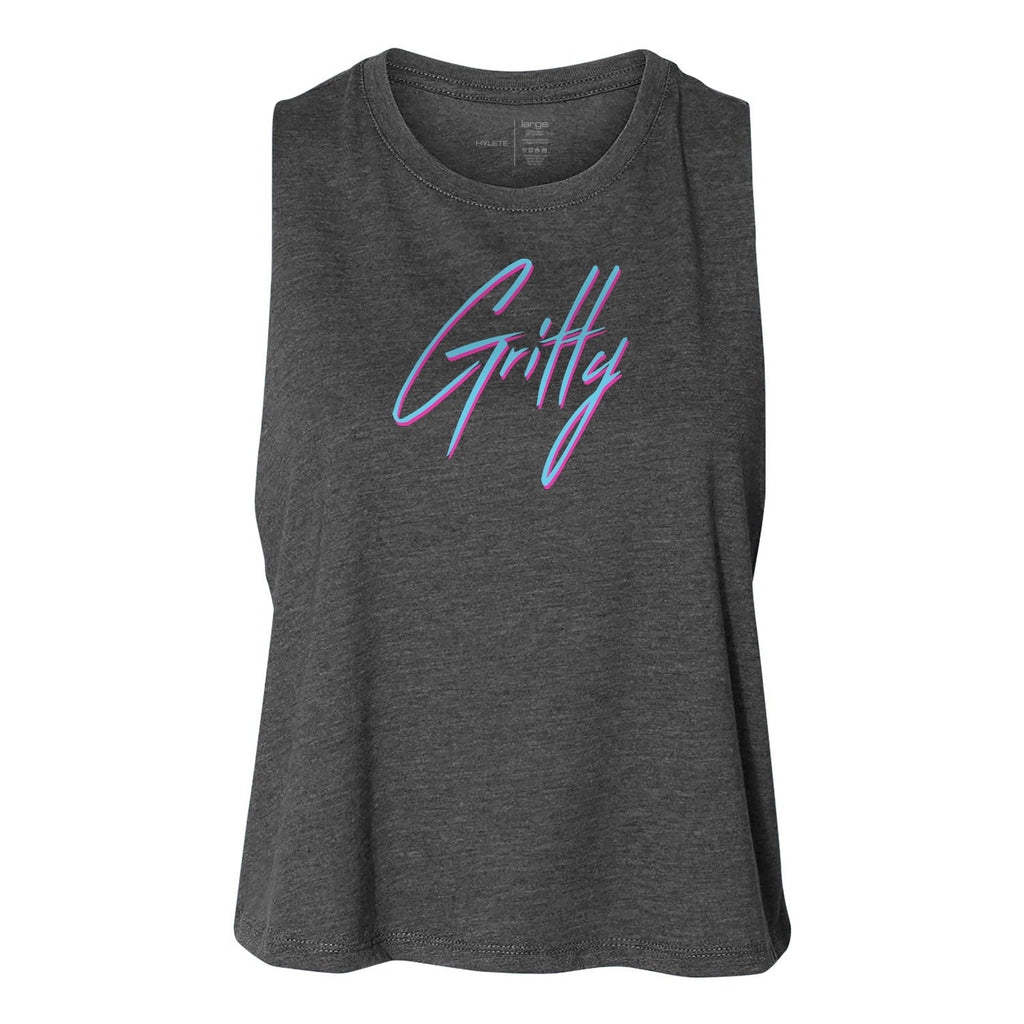 HYLETE Gritty Crop Tank (Heather Grey/Blue) - Flexfit