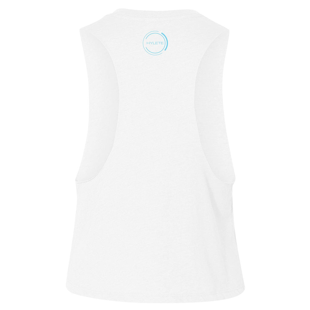 HYLETE Gritty Crop Tank (White/Blue) - Flexfit