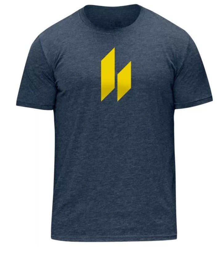 HYLETE Icon tri - blend crew (Vintage Navy/Atomic Yellow) - Flexfit