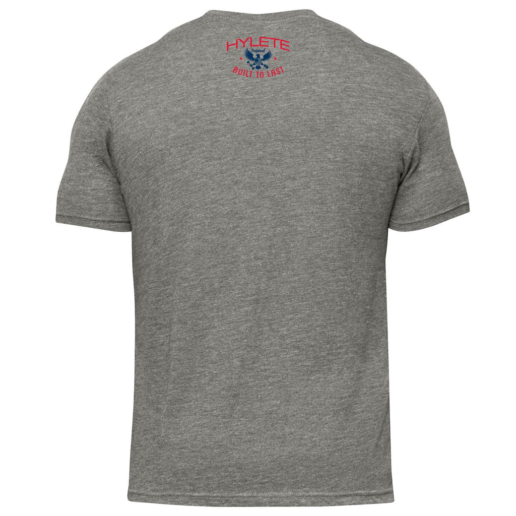 HYLETE USA Strong tri - blend crew (Heather Grey/Red) - Flexfit