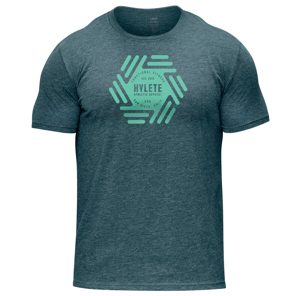 HYLETE Vortex tri - blend crew (Vintage Indigo/Mint) - Flexfit