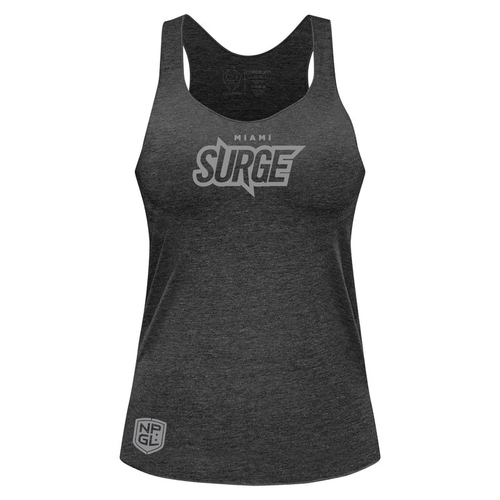 HYLETE Womens Miami Surge Triblend Tank (Black/Grey) - Flexfit