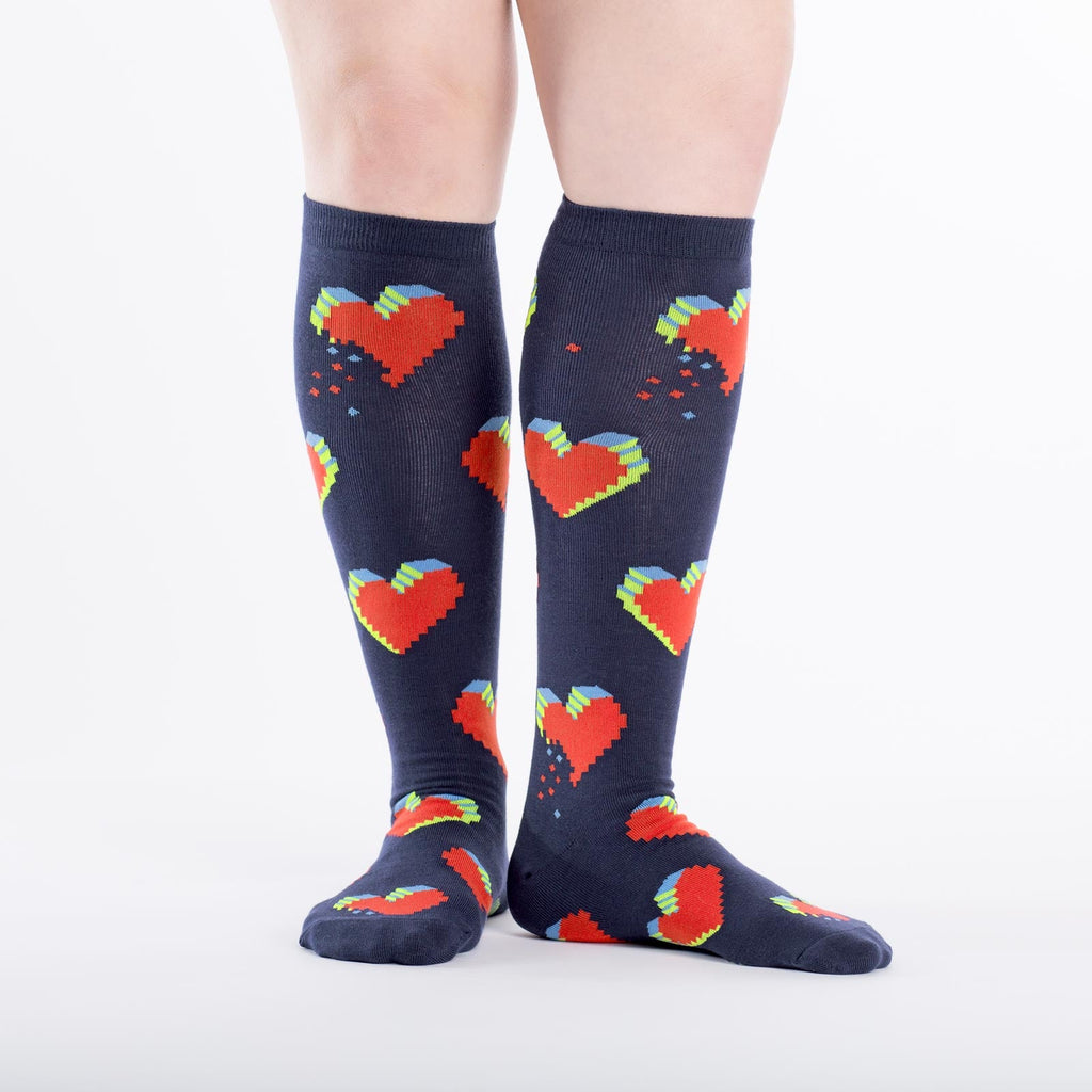 Knee High Funky - Pixelated Hearts - Flexfit