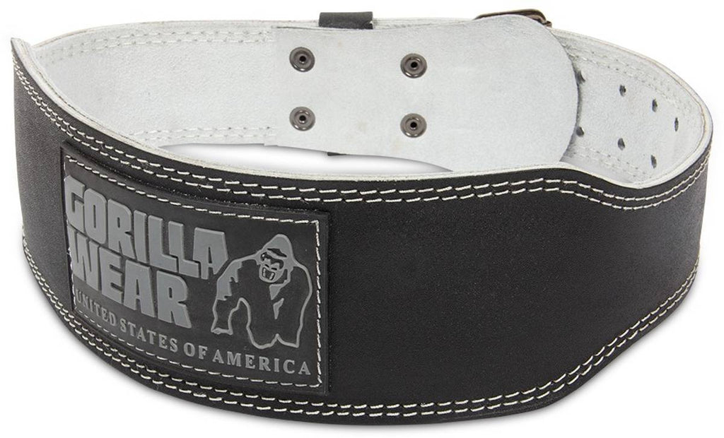 Leather padded belt (10cm), Black/Gray - Flexfit