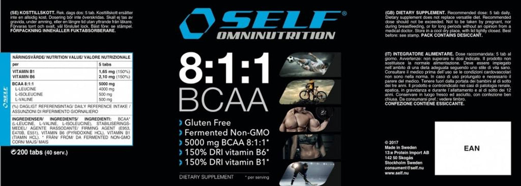 Self Omninutrition - BCAA 8:1:1 - 200 kapsler BCAA 8:1:1 - 200 kapsler - Flexfit